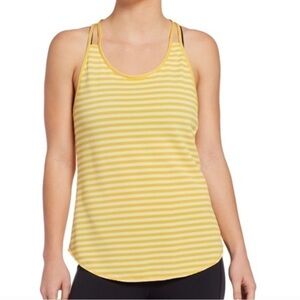 CALIA By Carrie Underwood Yellow Stripe Tank Top